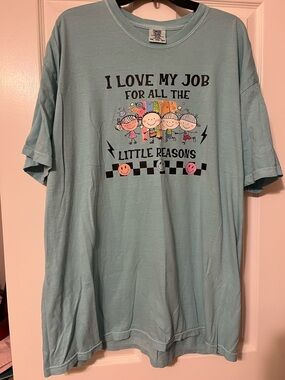 Comfort Colors Light Blue 'I Love My Job' Graphic Tee